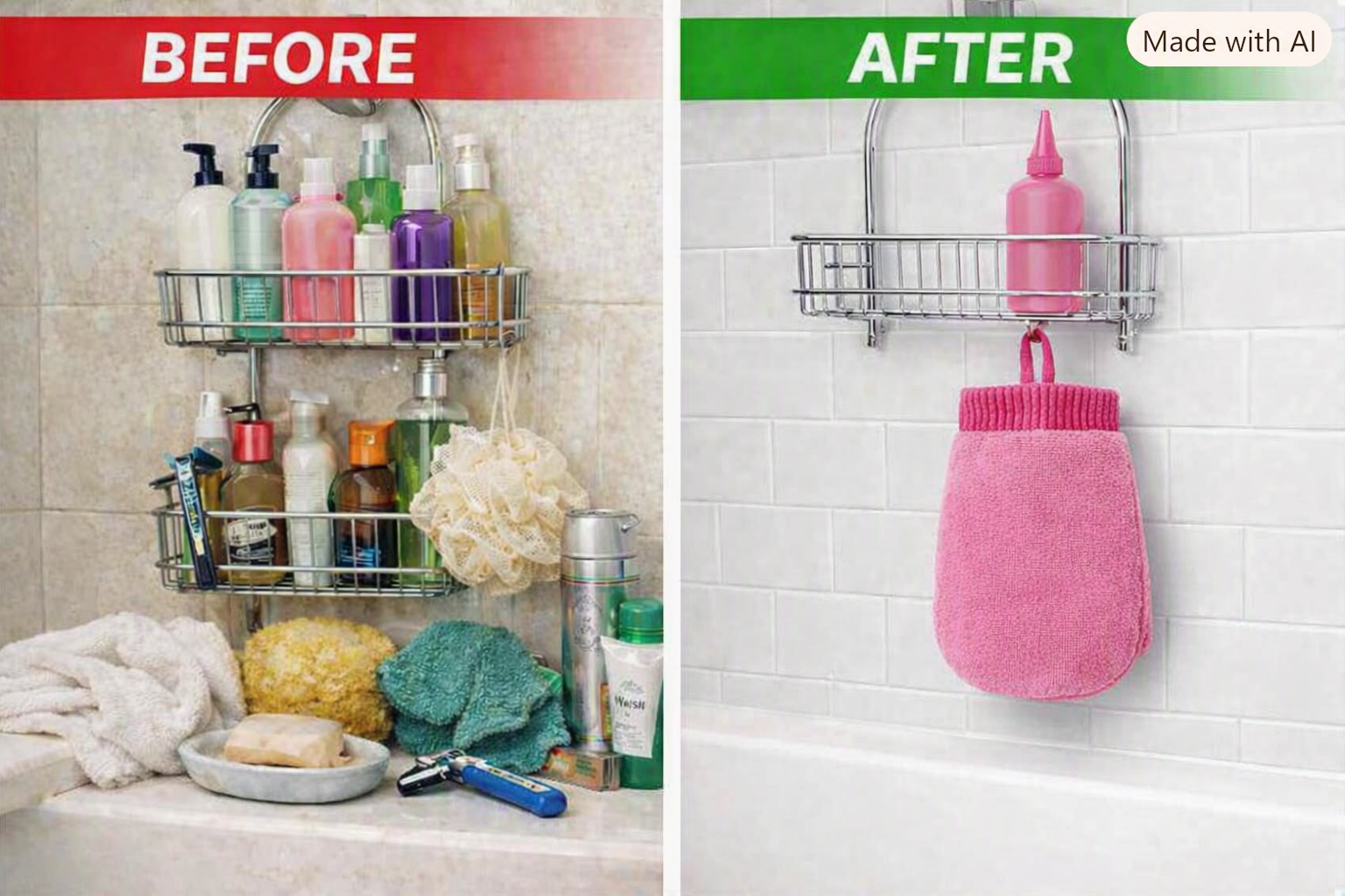VersaLux Body Mate — Before and After shower comparison